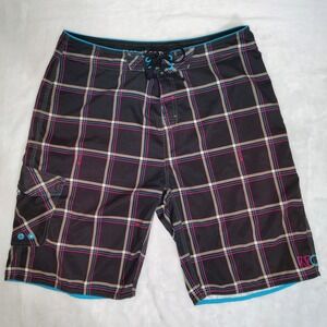 Rip Curl Board Shorts Men's 38 Black White Gray Green Logo Embroidered Adult